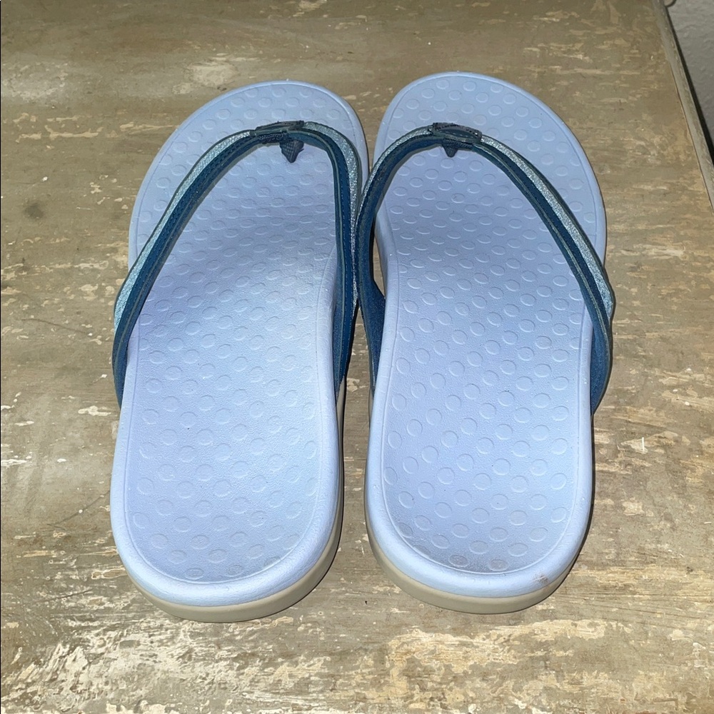 Vionic Blue and Light Blue Flip-Flops - Picture 2 of 6